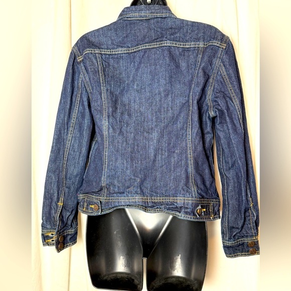 Levi's Women's Sz M Flannel Lined Classic Jean Trucker Jacket Dark Wash Denim - Picture 3 of 7